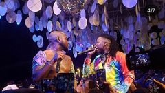 Davido and Stonebwoy on stage at Activate party