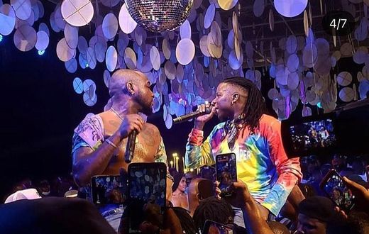 Davido and Stonebwoy on stage at Activate party
