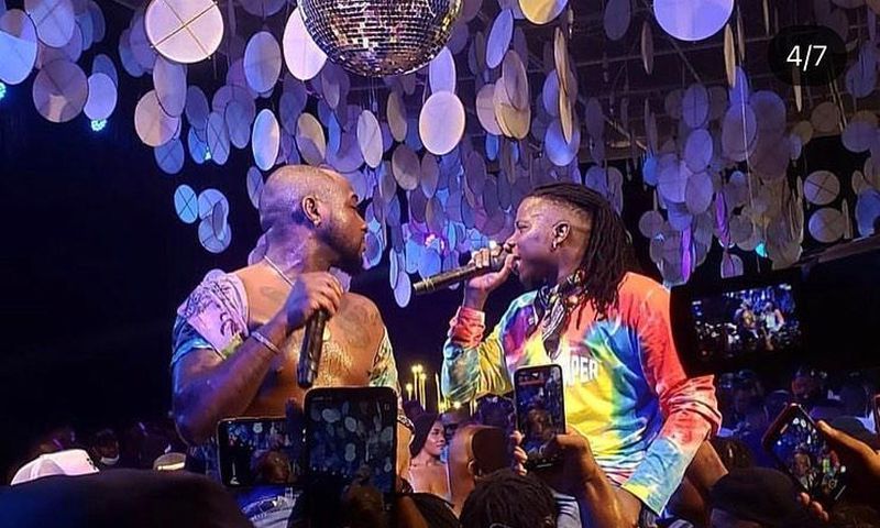 Davido and Stonebwoy on stage at Activate party
