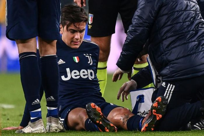 Juventus' Argentine forward Paulo Dybala hurt his left knee against Sassuolo.