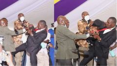 Funeral service halted as MPs in suit and tie exchange blows