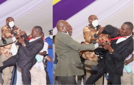 Funeral service halted as MPs in suit and tie exchange blows