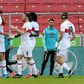 Stuttgart's players celebrate their winning goal over Werder Bremen on Sunday