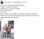 Suspected robbers pose for the cameras after being arrested by security operatives