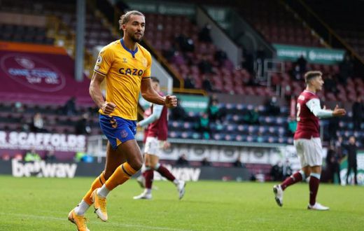 Everton forward Dominic Calvert-Lewin celebrates his equaliser at Burnley
