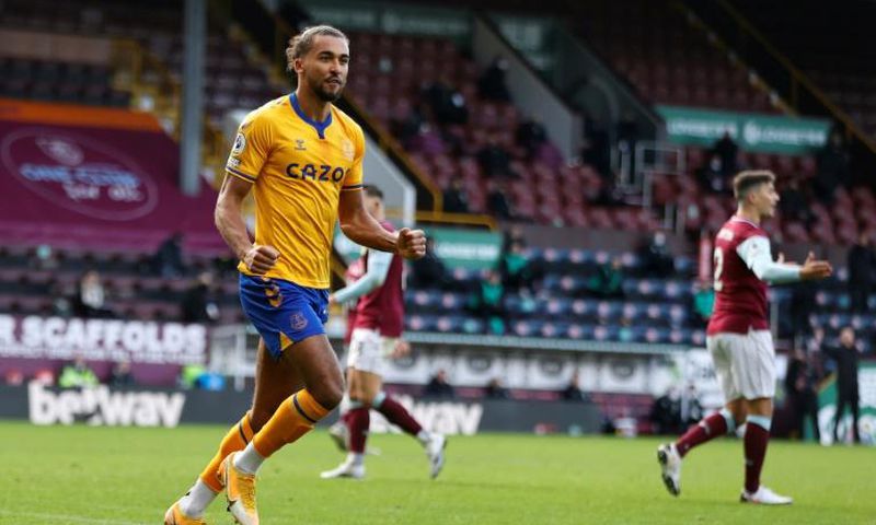 Everton forward Dominic Calvert-Lewin celebrates his equaliser at Burnley