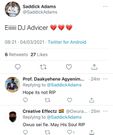 Saddick Adam's tweet