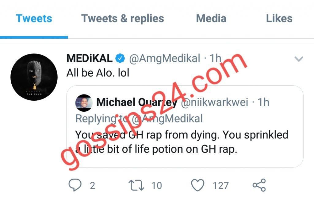 Medikal's tweet
