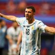 Guido Rodriguez celebrates after scoring the winner for Argentina against Uruguay in the Copa America