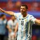 Guido Rodriguez celebrates after scoring the winner for Argentina against Uruguay in the Copa America