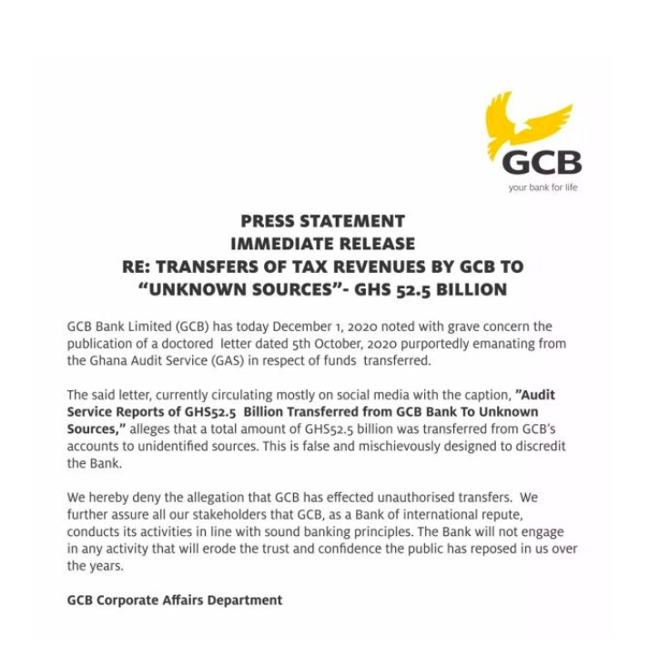 GCB Bank statement