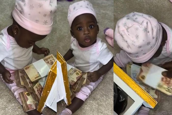 Fella Makafui’s daughter showered with bundles of cash