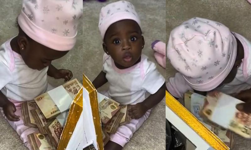 Fella Makafui’s daughter showered with bundles of cash