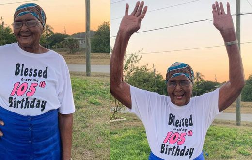 105-year-old woman celebrates her birthday in style