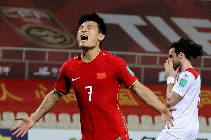 China's Wu Lei celebrates after scoring against Syria in the 3-1 World Cup qualifying win in Sharjah on Tuesday
