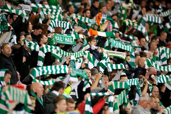 Celtic fans display their green and white club colours