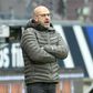 Leverkusen head coach Peter Bosz shows his frustration in their defeat at Eintracht Frankfurt