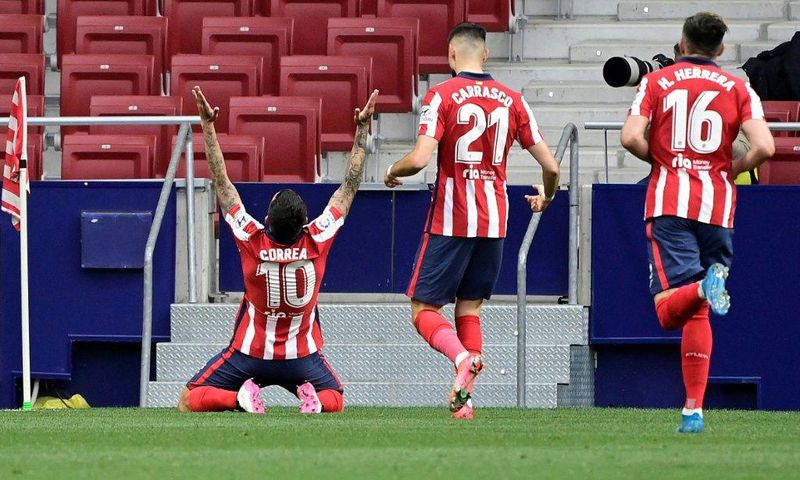 Atletico Madrid's Angel Correa celebrates his effort