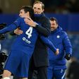 Chelsea manager Thomas Tuchel celebrates with Andreas Christensen