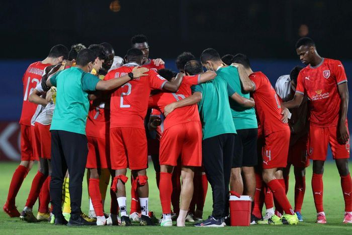 Duhail players celebrate their win over Esteghlal in Jeddah