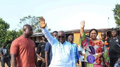 Photos show President Akufo Addo and his wife Rebecca voting at Kyebi