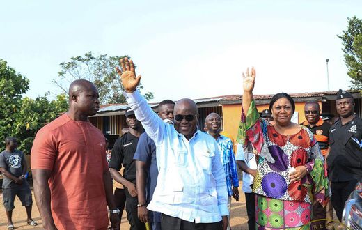 Photos show President Akufo Addo and his wife Rebecca voting at Kyebi