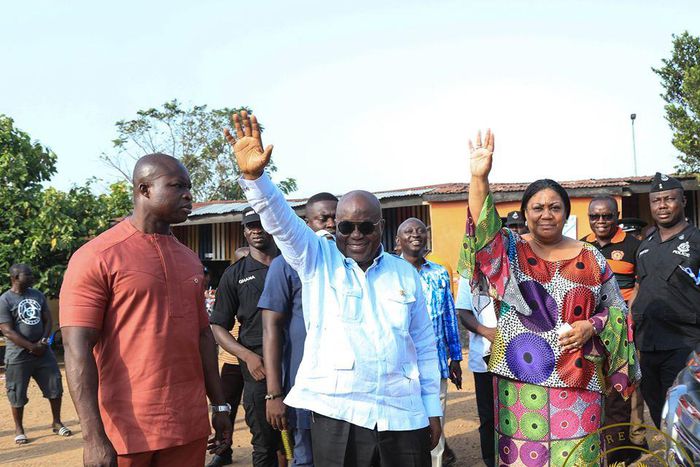 Photos show President Akufo Addo and his wife Rebecca voting at Kyebi
