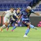 Japan's Ado Onaiwu opens the scoring with a penalty in the 5-1 win against Kyrgyz Republic in Suita