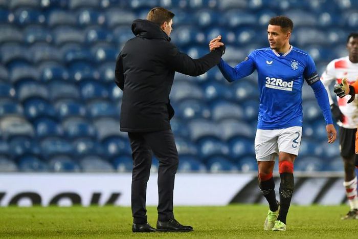 Free-scoring full-back: Rangers captain James Tavernier (right)has already scored 16 goals this season