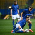 Marco Verratti (bottom) missed Italy's Euro 2020 opener with a knee injury
