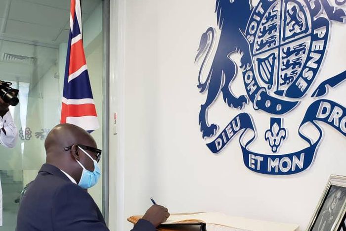 A-G Godfred Dame signs Prince Philip's book of condolence in Accra