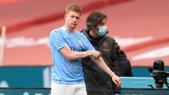 Man City do not know the extent of the injury suffered by De Bruyne in the FA Cup semi-final defeat by Chelsea