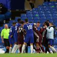 Familiarity breeds contempt: A fight involving players, substitutes and coaches from Chelsea and Leicester broke out in stoppage time