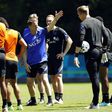 Frank de Boer with his players at a Dutch team training session this week
