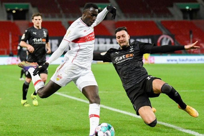 Stuttgart forward Silas Wamangituka (L) - real name Silas Katompa Mvumpa - has been fined and banned for playing under a false identity