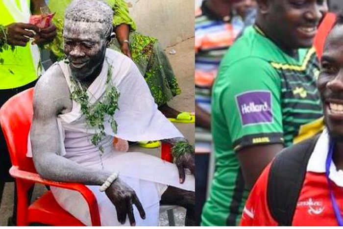 Combination photo of 'priest' and ex-Kotoko defender, Augustine Sefah