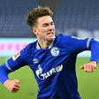 US teenager Matthew Hoppe celebrates his hat-trick for Schalke on Saturday