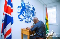 John Mahama signing Prince Philip's book of condolence