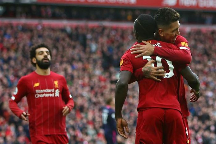 Mohamed Salah (left),  Sadio Mane (centre)and Roberto Firmino (right)have scored a combined 248 goals for Liverpool in the past four seasons