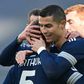 Cristiano Ronaldo (R) congratulates Brazilian midfielder Arthur who scored his first goal for Juventus