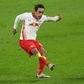 Yussuf Poulsen scores RB Leipzig's winning goal against Wolfsburg in Wednesday's German Cup quarter-final