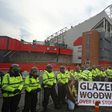 A much tighter security presence was in place for a protest by Manchester United fans ahead of Thursday's Premier League clash with Liverpool