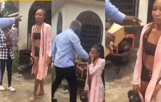“You’re embarrassing me!” – Lady clashes with street preacher over seductive clothes
