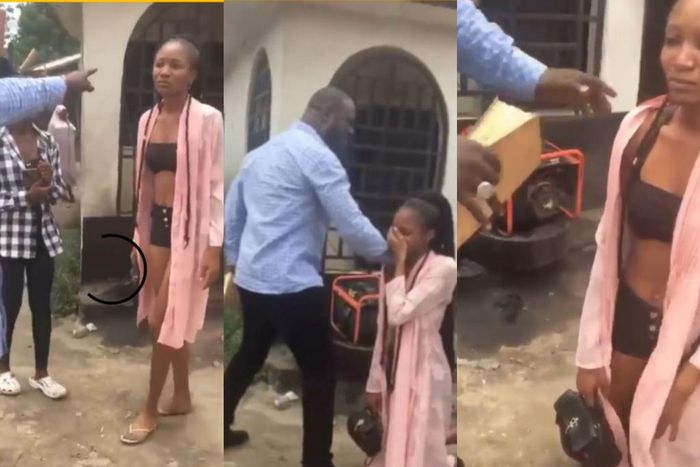 “You’re embarrassing me!” – Lady clashes with street preacher over seductive clothes