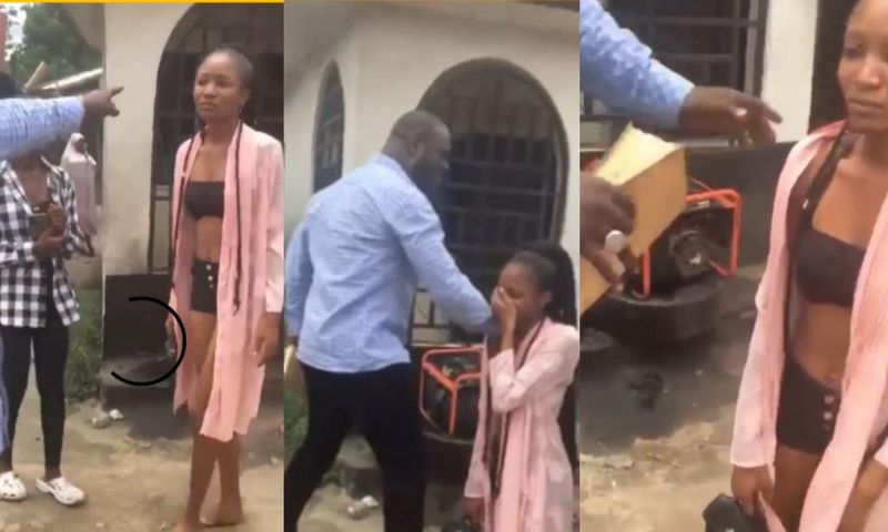 “You’re embarrassing me!” – Lady clashes with street preacher over seductive clothes