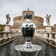 The Euro 2020 trophy on display in Rome, where the competition kicks off on Friday