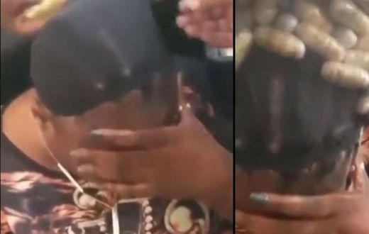 Lady grabbed at the airport with illegal drugs hidden under her hair