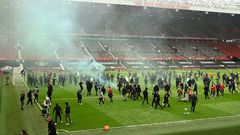 Supporters protesting against Manchester United's owners invaded the pitch at Old Trafford