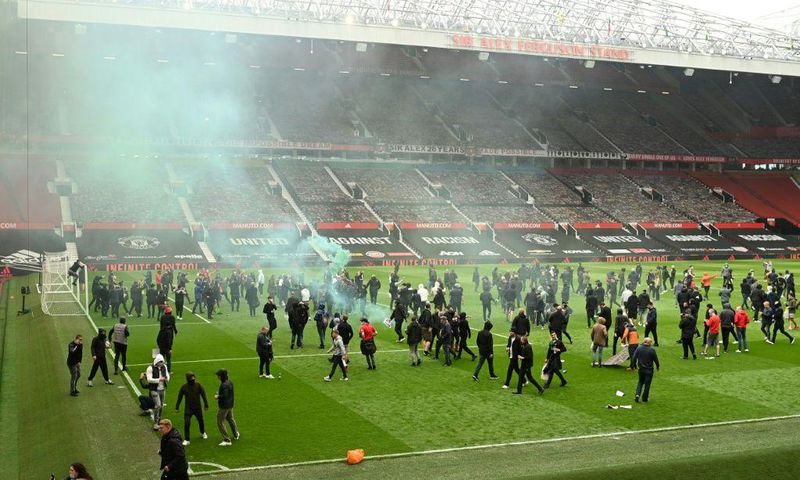Supporters protesting against Manchester United's owners invaded the pitch at Old Trafford