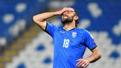 Vedat Muriqi of Kosovo, whose team play Spain on Wednesday in a World Cup qualifier overshadowed by a diplomatic spat